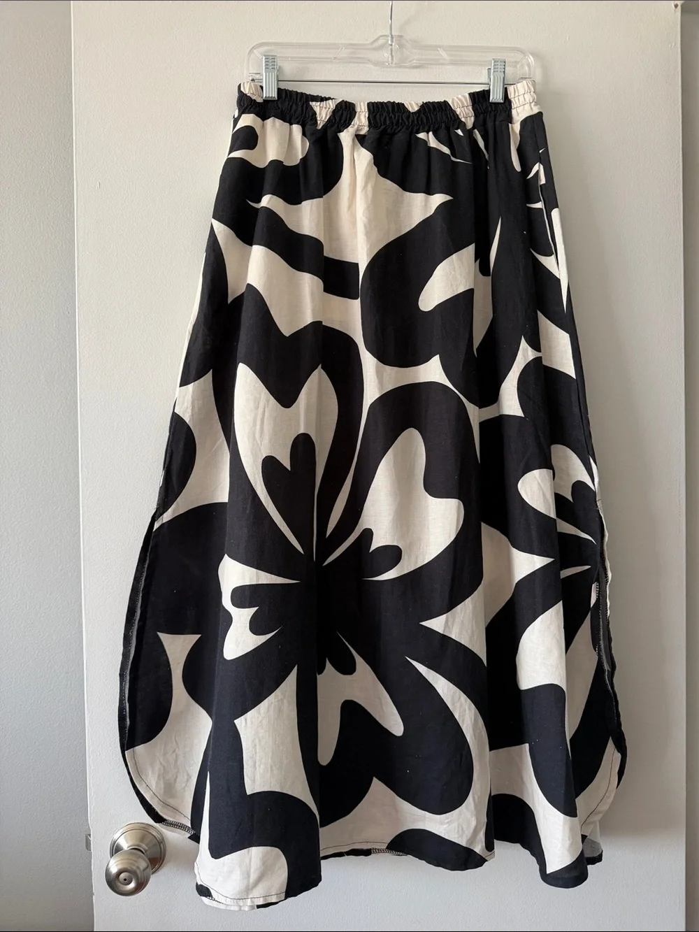 NWT Spighe Di Lino Italy Linen Blend Floral Tulip Hem Maxi Skirt M Pockets Boho